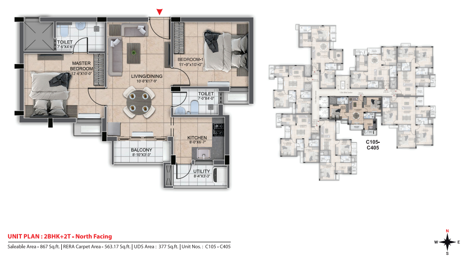 2BHK 861 dra urbania